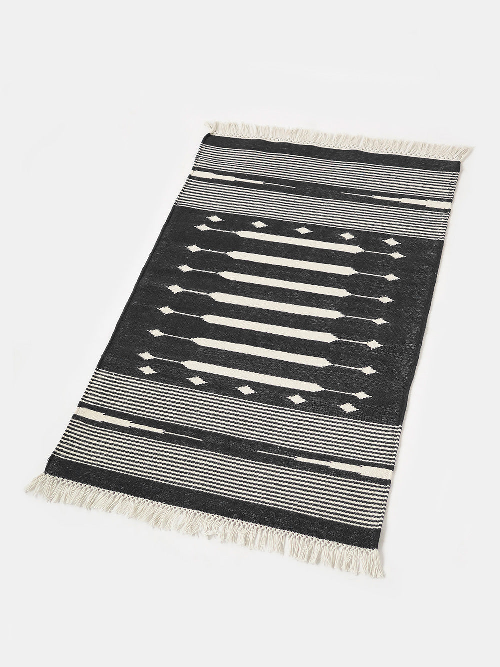 Panja Spire Rug in Black and Natural