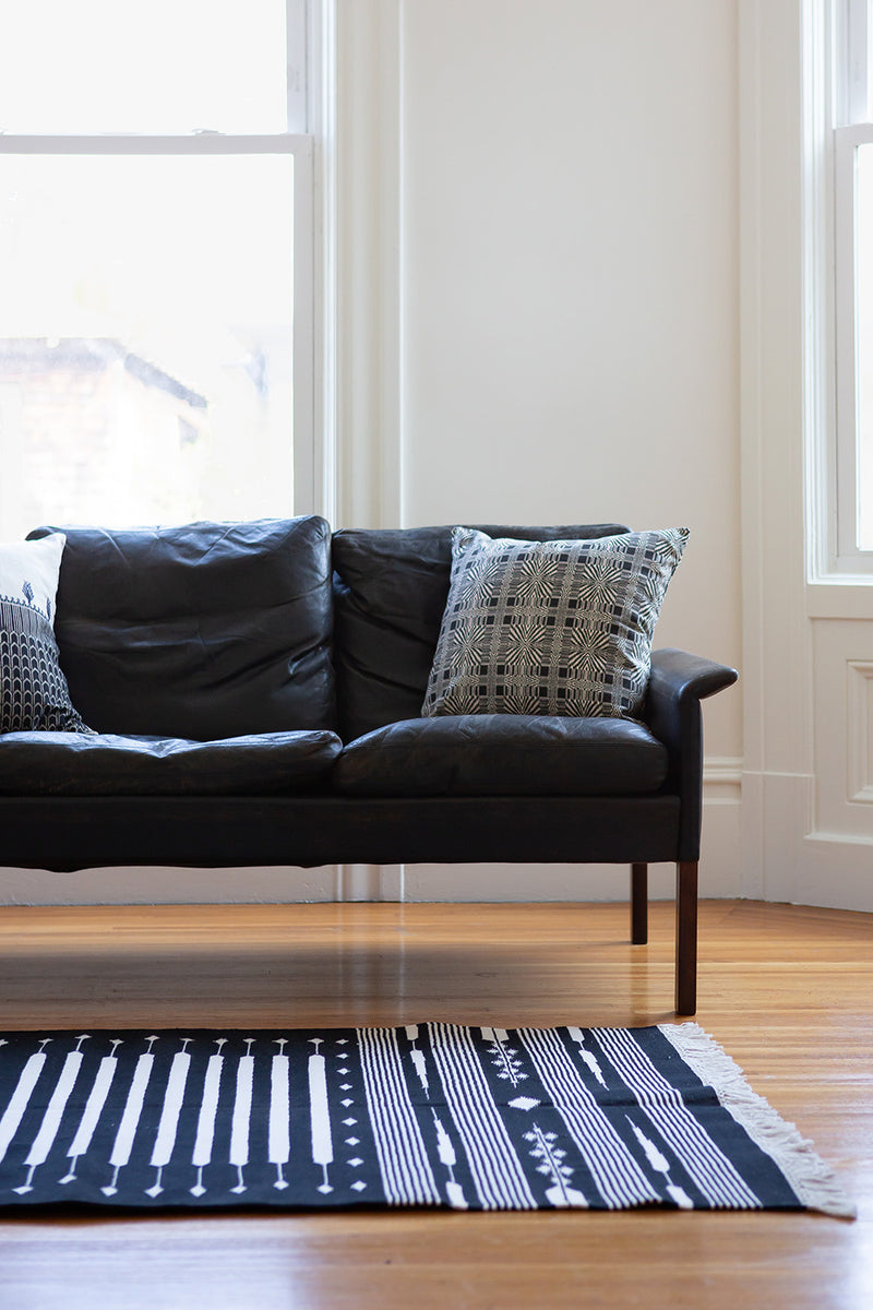 Panja Spire Rug in Black and Natural