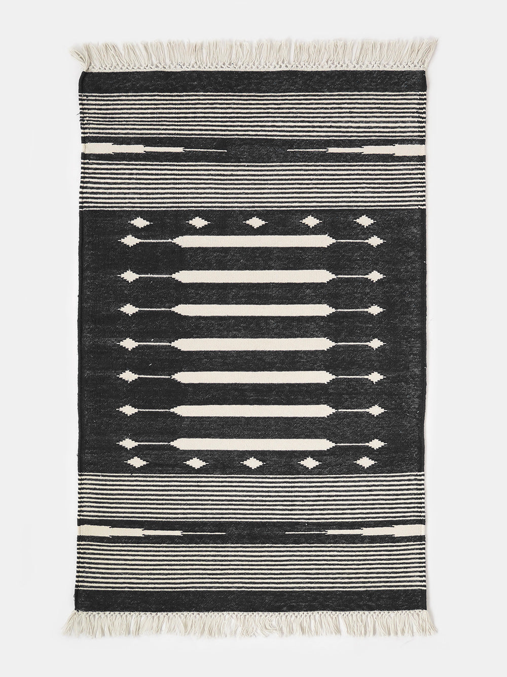 Panja Spire Rug in Black and Natural