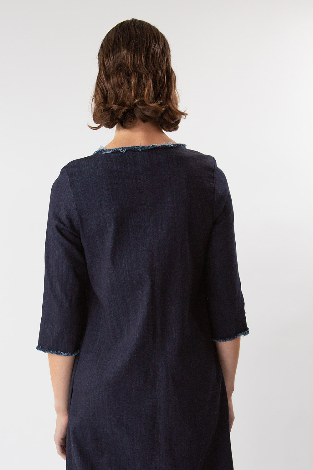 signature denim dress Signature 8 patchwork puff sleeve denim dress in mid wash