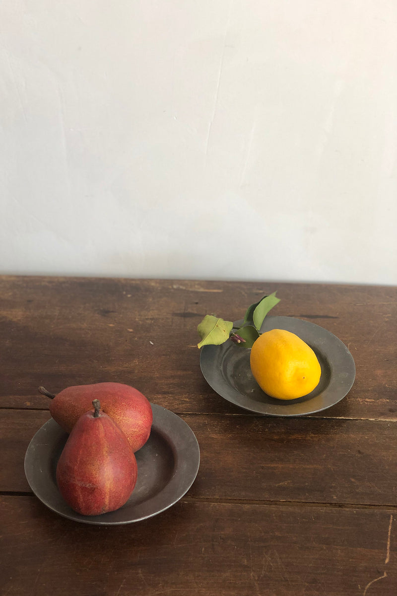 Pair of Antique Pewter Saucers