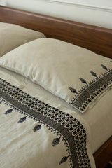 Cypress Pillowcases in Embroidered Natural Linen