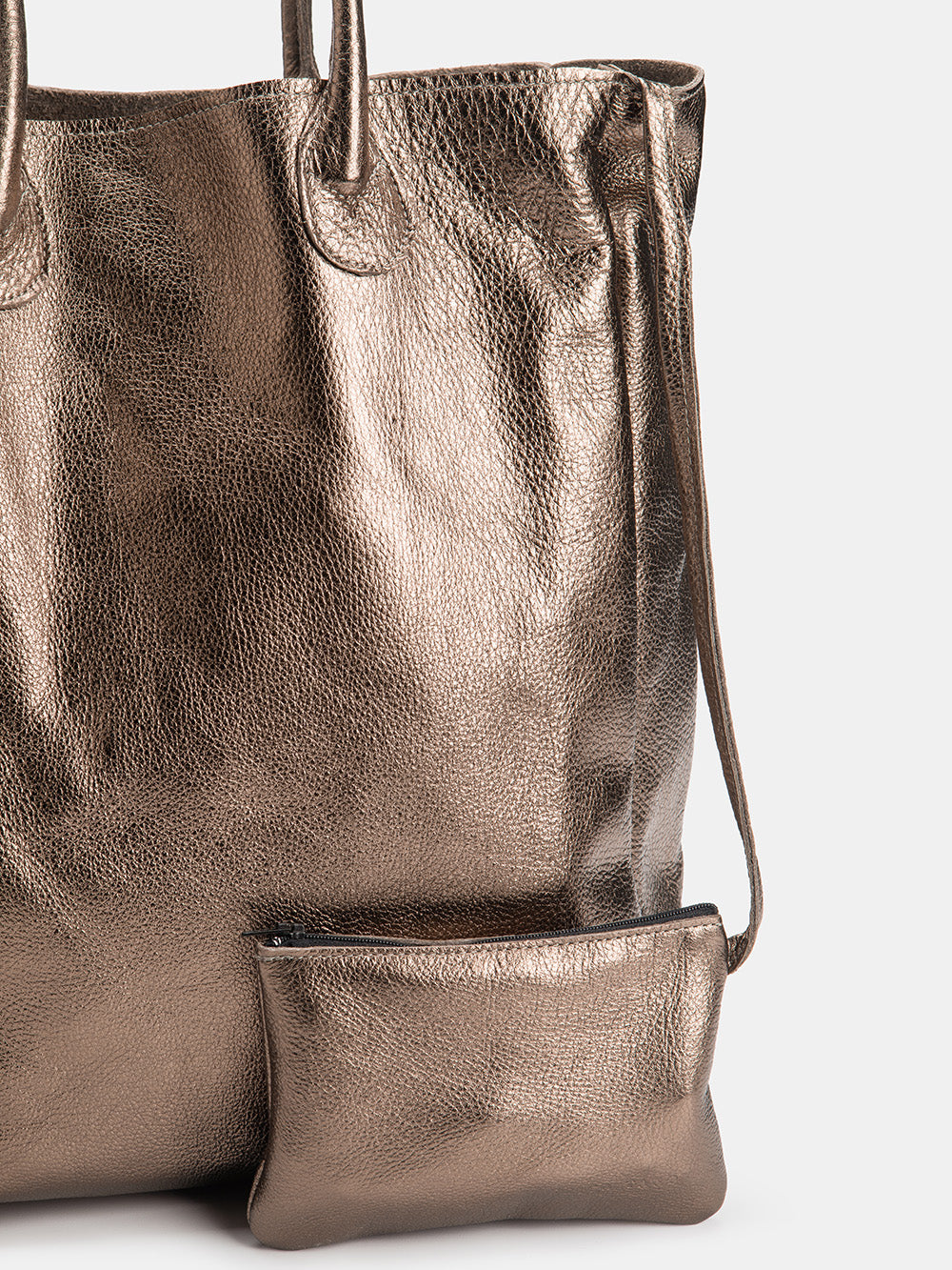 Erica Tanov Eve Cowhide Leather Tote Bronze