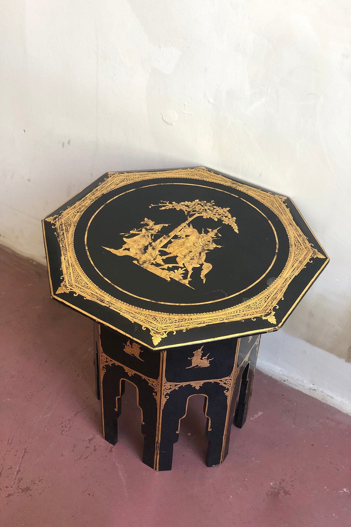 Gilded Lacquer Folding Side Table