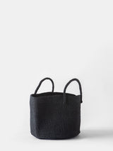 Small Floor Sisal Basket in Black