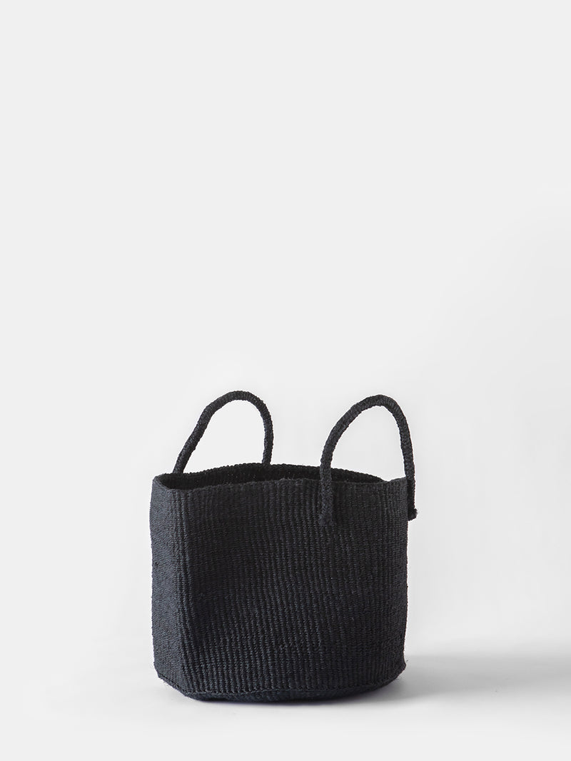 Small Floor Sisal Basket in Black