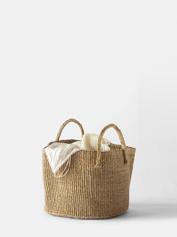 Small Floor Sisal Basket in Sand