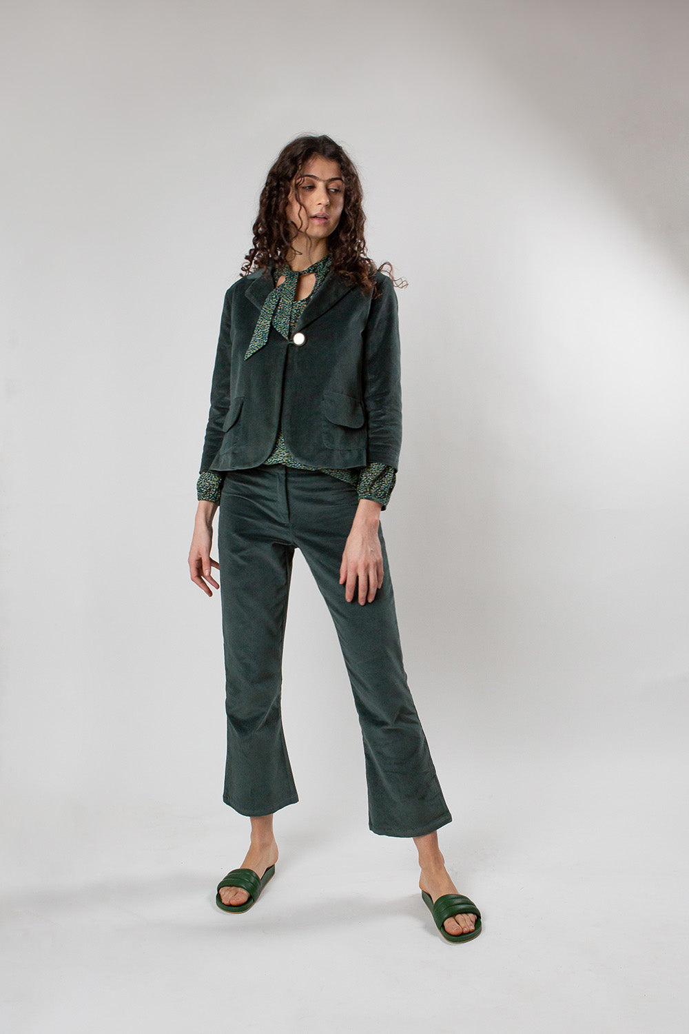 Cotton Velvet Soren Pant in Spruce