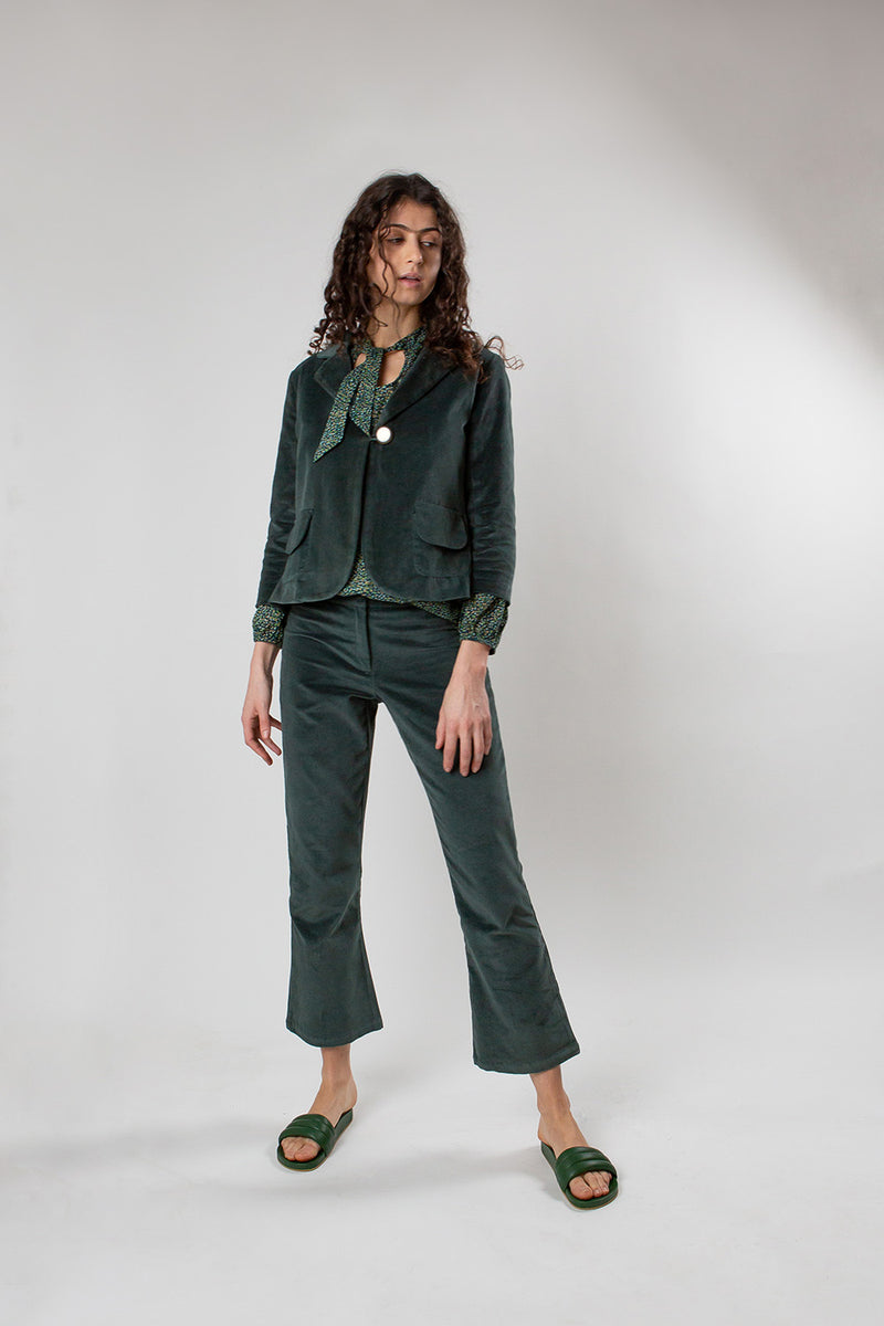 Cotton Velvet Soren Pant in Spruce