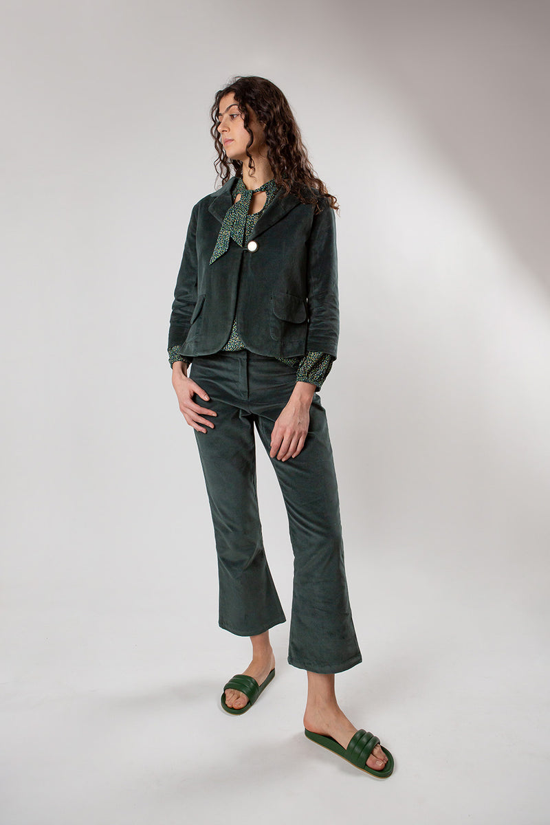 Cotton Velvet Soren Pant in Spruce
