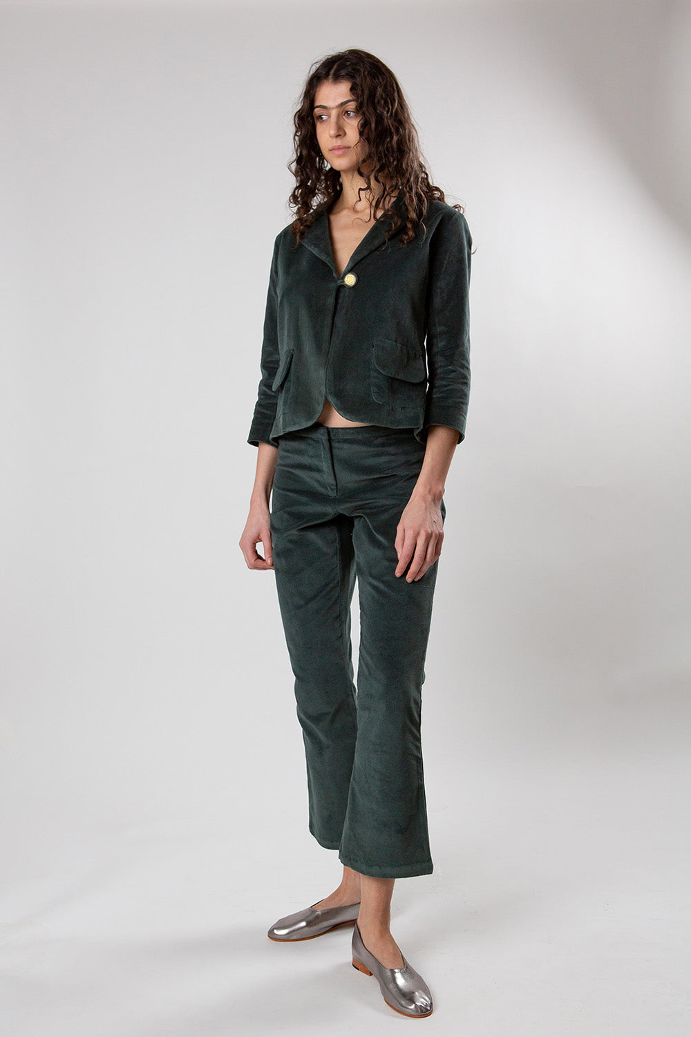 Cotton Velvet Soren Pant in Spruce