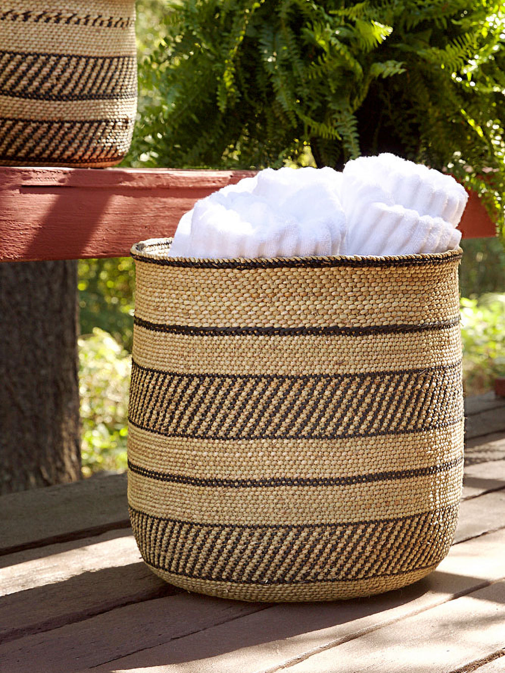Large Iringa Stripe Basket in Natural & Black