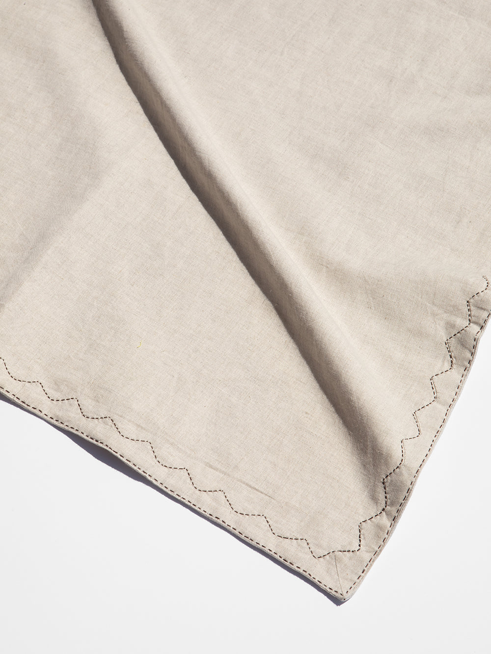 Mountain Table Runner in Hand-embroidered Natural Linen