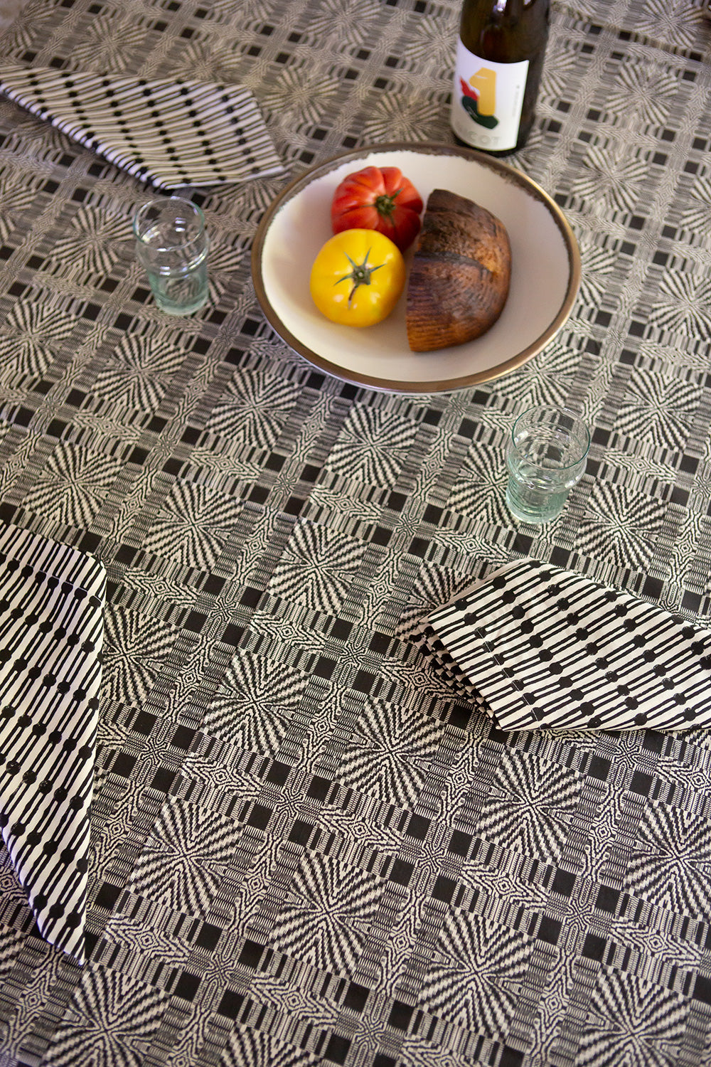 Cotton Tablecloth In Natural And Black Edgar Allan Poe