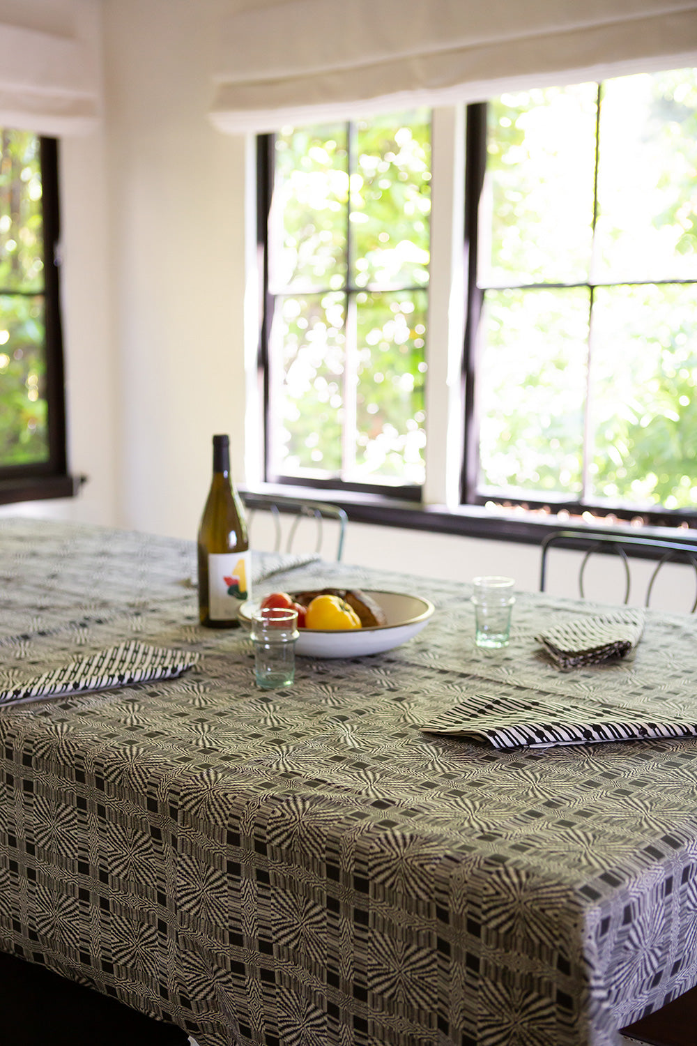 Cotton Tablecloth In Natural And Black Edgar Allan Poe