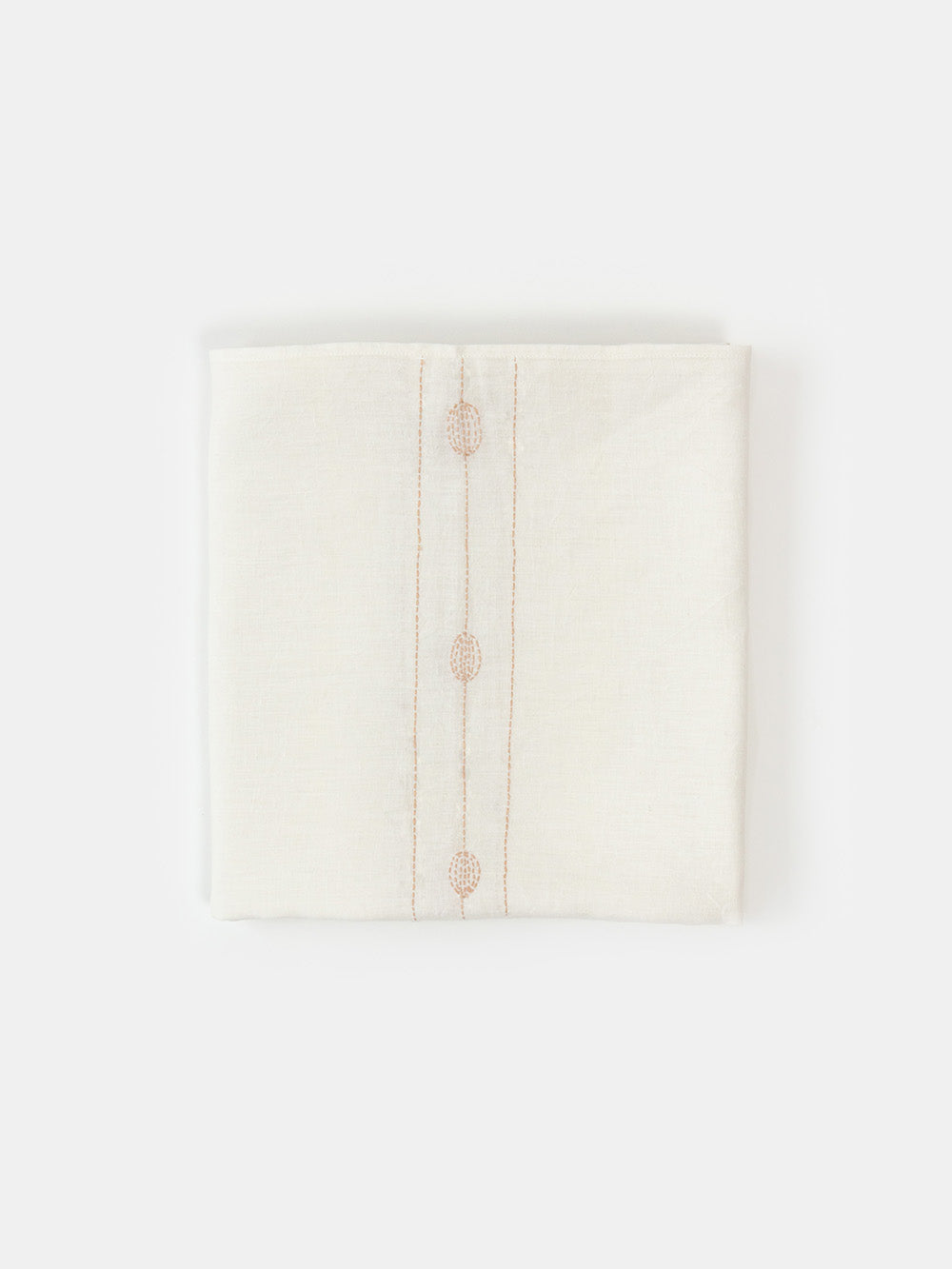 Square Totem Tablecloth in Hand-embroidered Soft White Linen