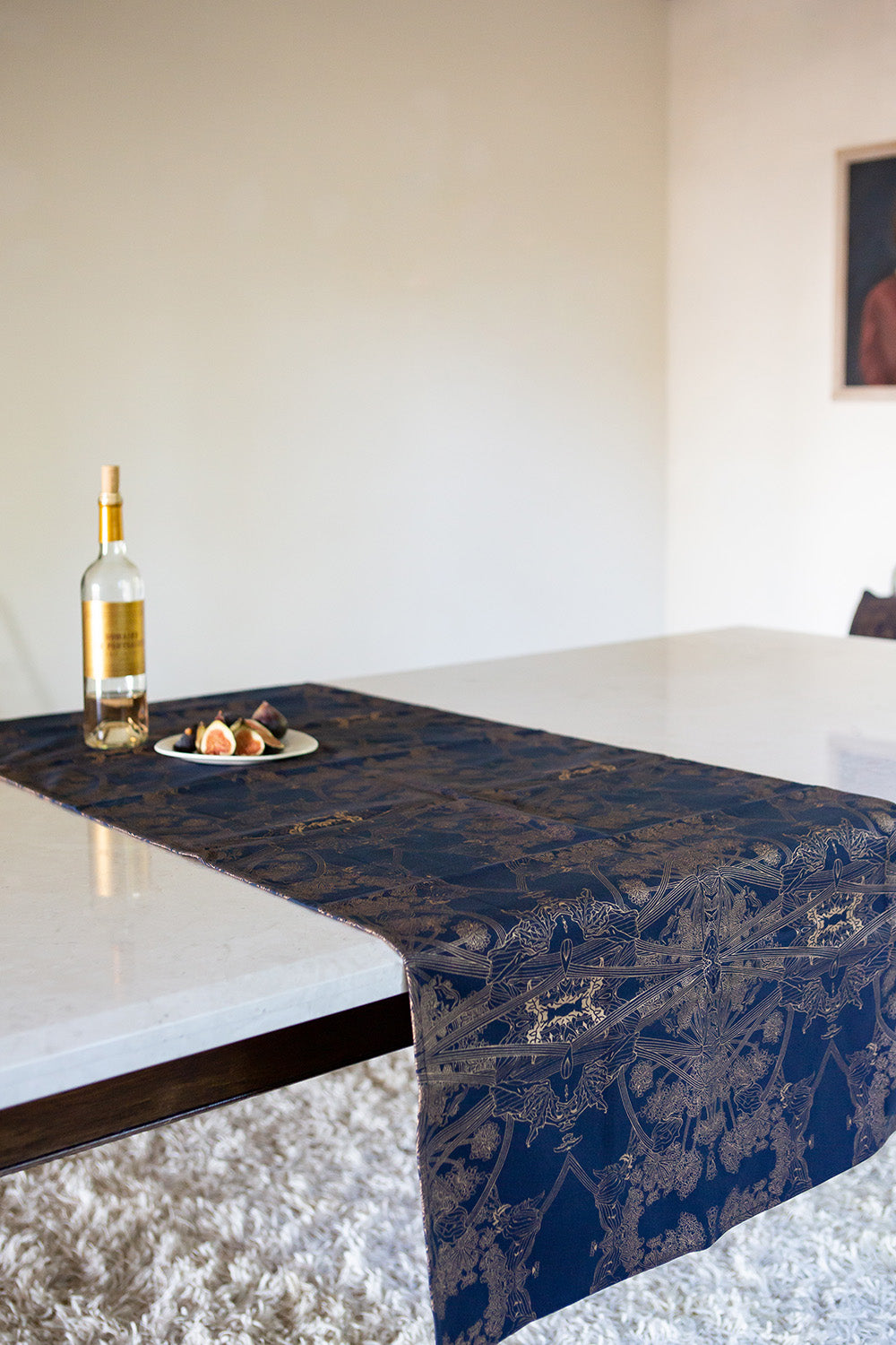 Botanicus Table Runner in Navy/Gold