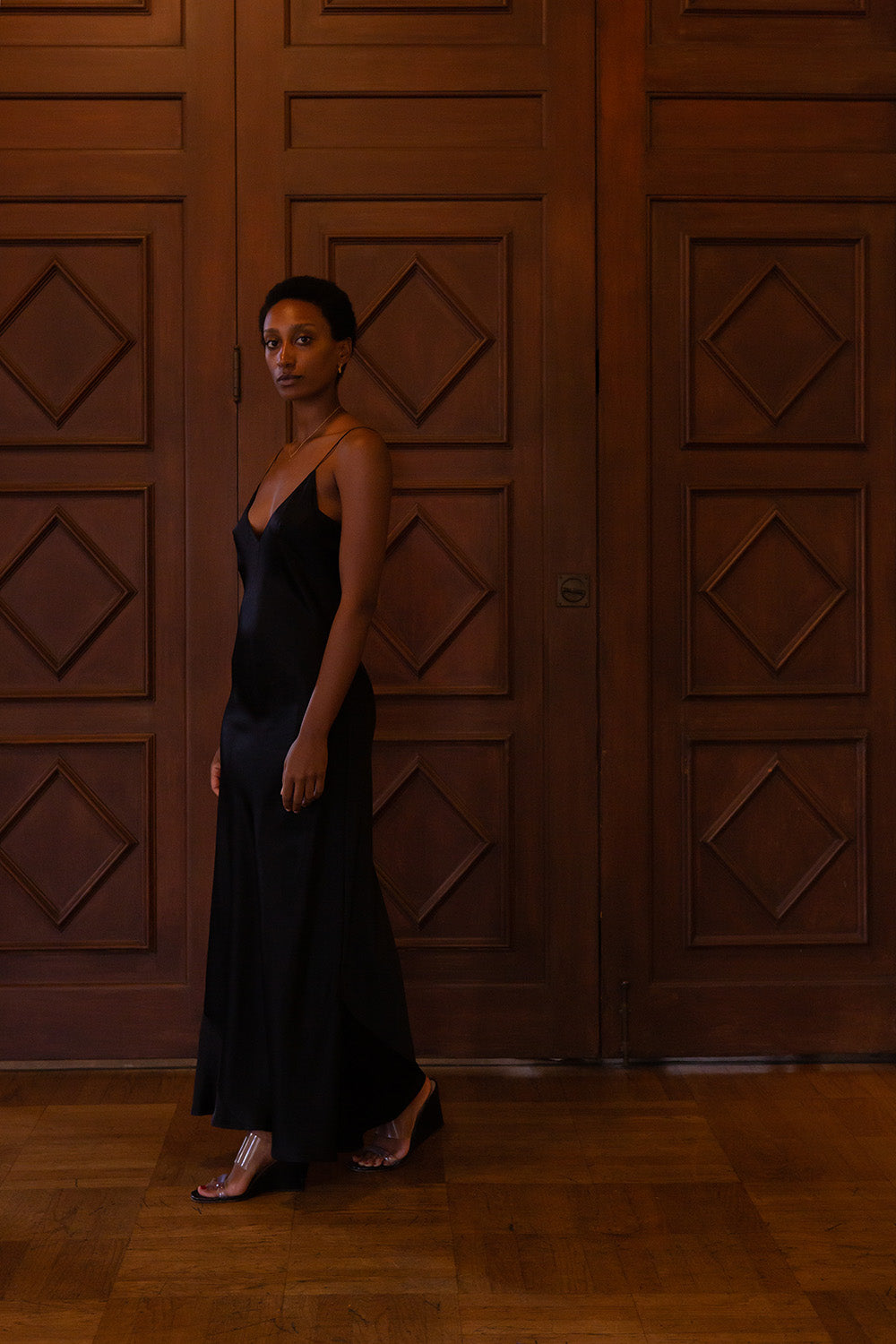 Tallulah Silk Charmeuse Gown in Black 2 Tallulah Silk Charmeuse Gown in Black 2