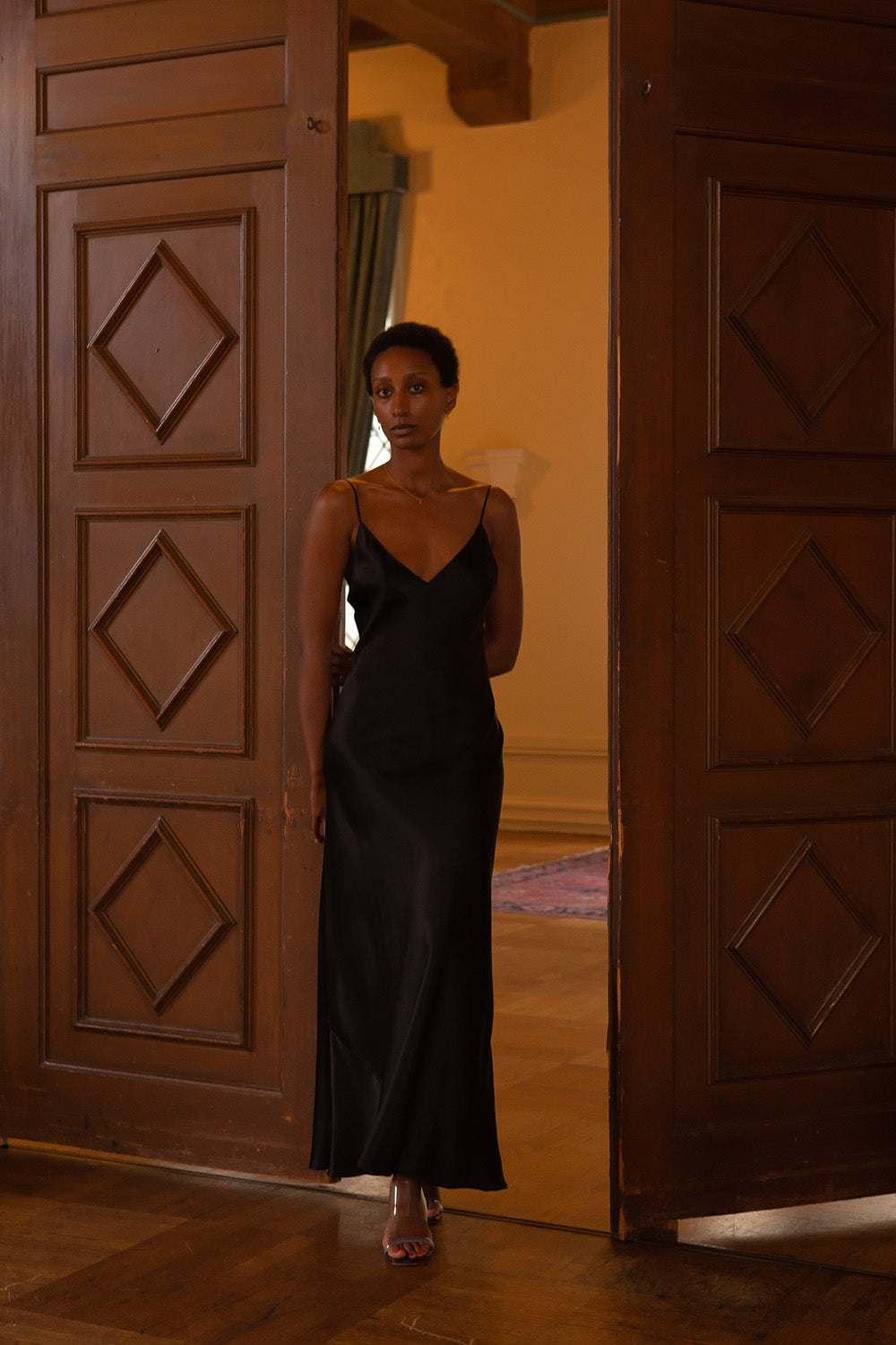 Tallulah Silk Charmeuse Gown in Black 2 Tallulah Silk Charmeuse Gown in Black 2