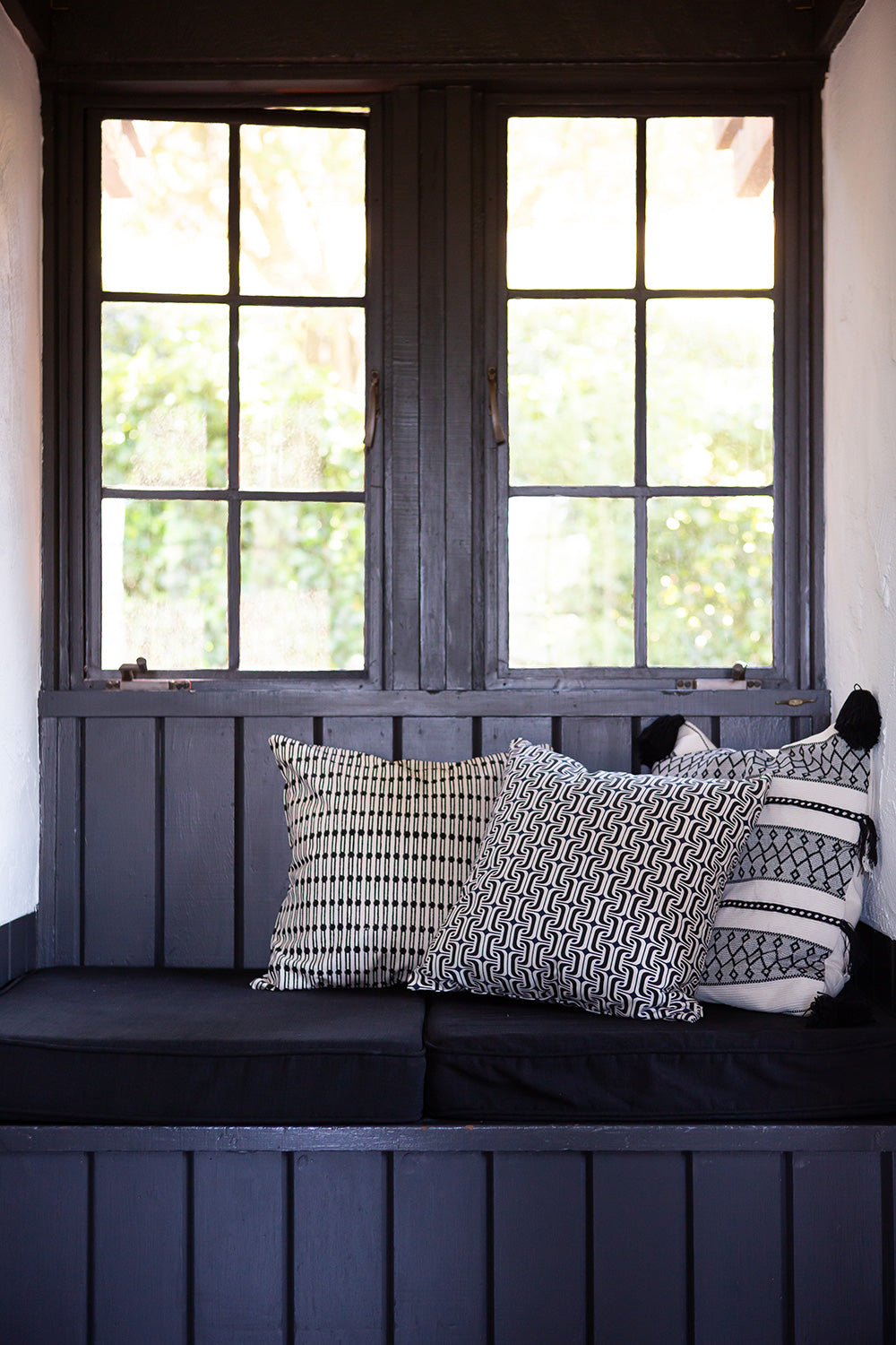 Cotton Throw Pillow in Natural/Black/Navy 1965