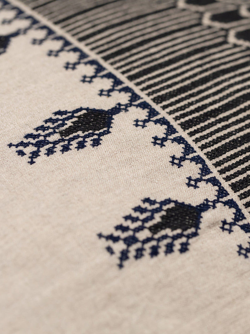 Linen Embroidered Throw Pillow in Cypress