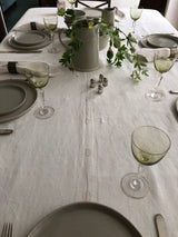 Totem Tablecloth in Hand-embroidered Soft White Linen