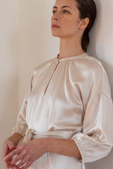 Tynan Silk Charmeuse Dress in Alabaster