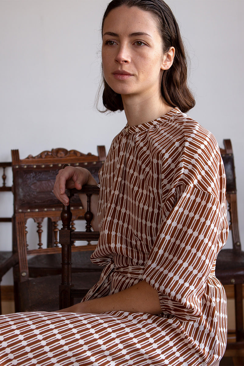 Tynan Silk Crêpe De Chine Dress in Sienna Jacobsen