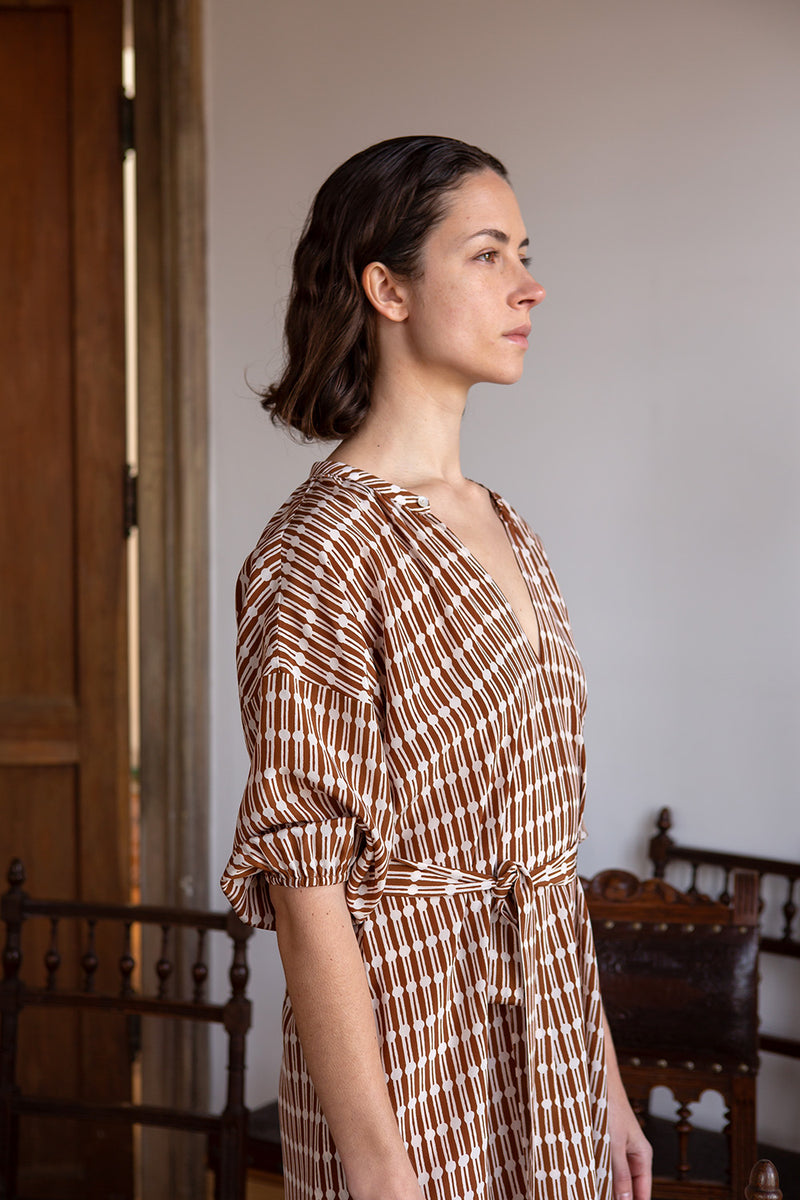 Tynan Silk Crêpe De Chine Dress in Sienna Jacobsen