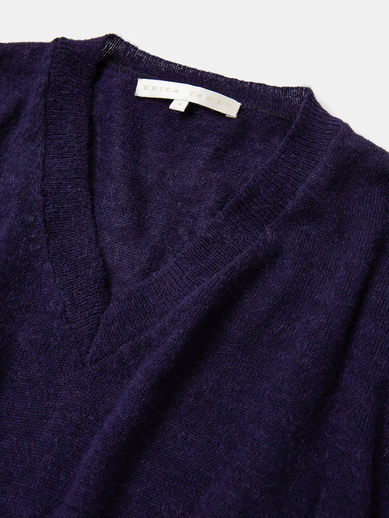 Alpaca V Neck Pullover in Midnight