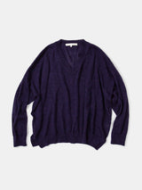 Alpaca V Neck Pullover in Midnight