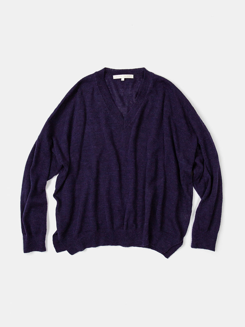 Alpaca V Neck Pullover in Midnight
