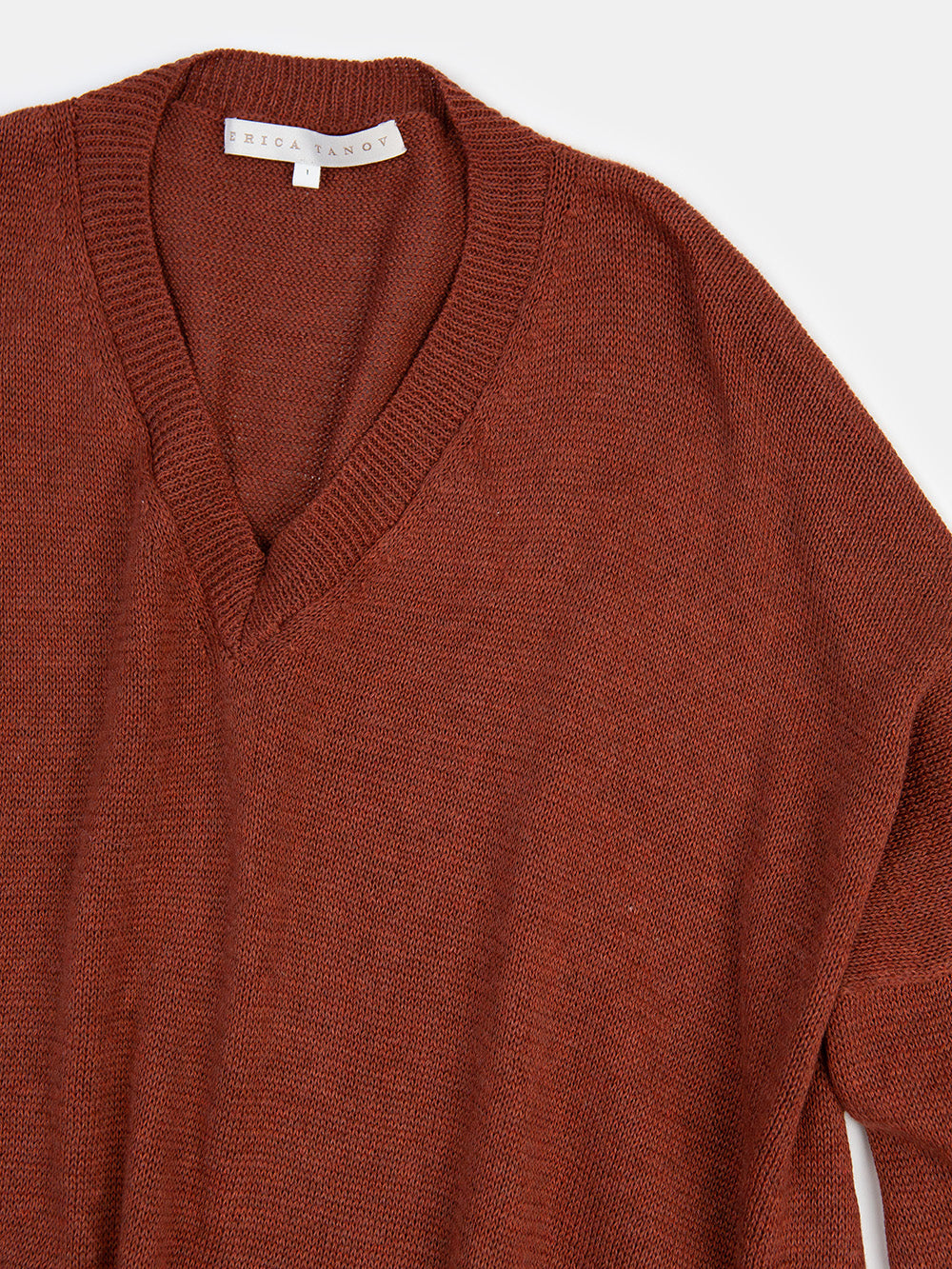 Anna Pima Cotton V Neck Pullover in Madrone