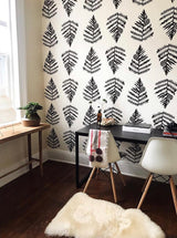 Sample - Fern Wallpaper in Cream/Chocolate