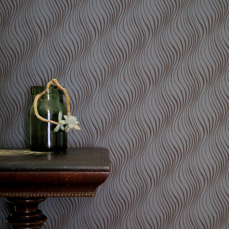 sample - tendril wallpaper in charcoal + chocolate