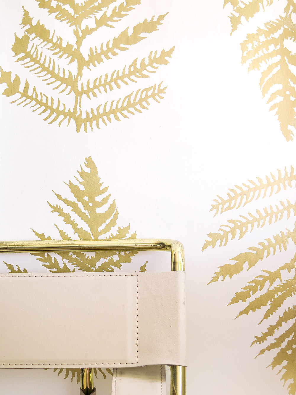 Sample - Fern Wallpaper in Cream/Gold