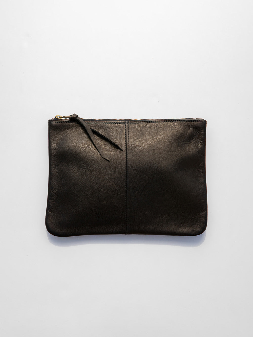 Elke Leather Zip Clutch in Black